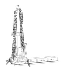 Oil rig. Wire-frame style