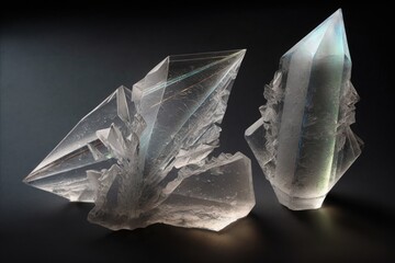 Obraz premium Ice shard shaped natural quartz crystals. Generative AI