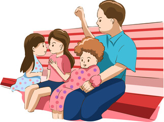 Family in the amusement park png graphic clipart design