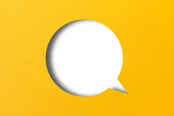 yellow paper cut out punched shape speech bubble transparent background