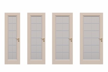 interior doors isolated on white background, interior furniture, 3D illustration, cg render