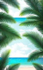 Fototapeta na wymiar palm trees on the beach created with Generative AI technology