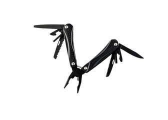 Multipurpose swiss knife tool closeup view isolated on white background