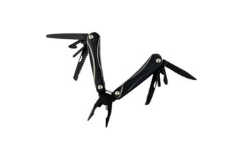 Multipurpose swiss knife tool closeup view isolated on white background