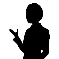 案内する女性のシルエット