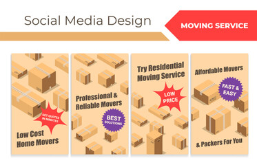 Social media web page set with moving service offer