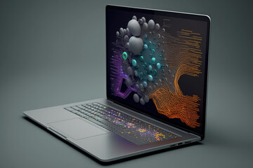 Laptop with analytical data. Created with generative AI