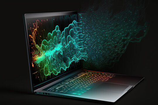 Laptop with analytical data. Created with generative AI