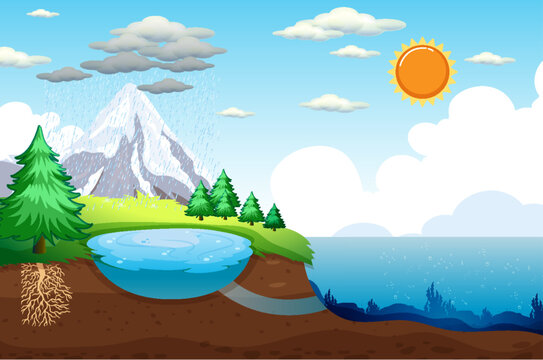 The water cycle on Earth concept
