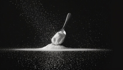 A pinch of salt on a black background
