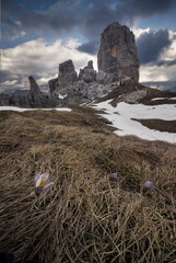 Picture of the Cinque Torri rock formations in Cortina d'Ampezzo, Italy in late spring