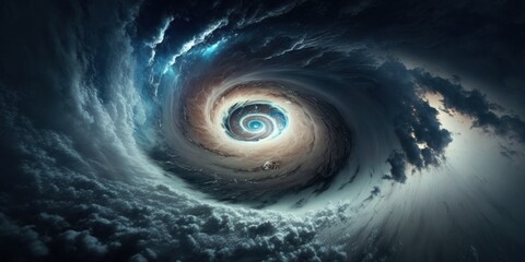 Hurricane view from the space. AI Generated.