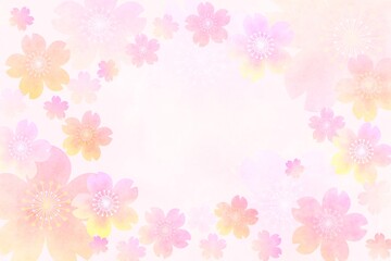 桜の花の和風背景 ピンクの春の壁紙 フレーム