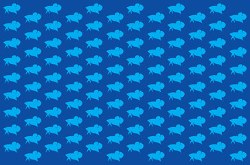 Blue siamese fighting fish shape texture pattern on navy background, seamless vector file.