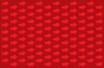 Red siamese fighting fish shape texture pattern on Dark Red background, seamless vector file.