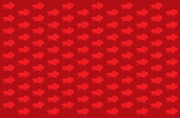 Red siamese fighting fish shape texture pattern on Dark Red background, seamless vector file.