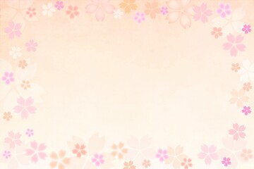 桜の花の和風背景ピンクの春フレーム