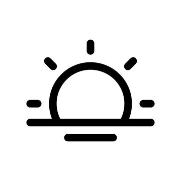 Editable vector sunrise icon. Black, line style, transparent white background. Part of a big icon set family. Perfect for web and app interfaces, presentations, infographics, etc