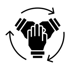 Business icon with collaboration icon symbol. Collaboration icon describes business processes by working together to achieve certain targets.