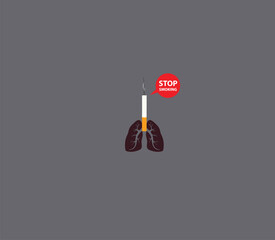 Smoking Problem of human lung disease. world tobacco day concept. Vector illustrations.