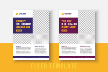 Fototapeta na wymiar Creative and modern Kids Education Flyer. Kids Back to School Education Admission Poster Layout Template, Back to School Flyer, School Admission Template, Education Flyer and Poster Design.