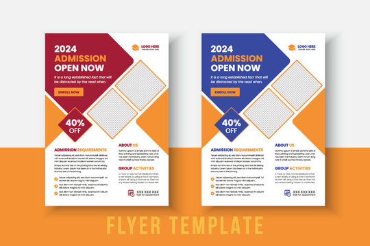 Creative and modern Kids Education Flyer. Kids Back to School Education Admission Poster Layout Template, Back to School Flyer, School Admission Template, Education Flyer and Poster Design.