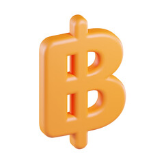 Baht Currency Logo 3D Icon