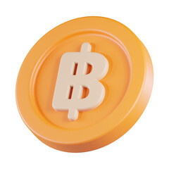 Baht Coin Currency 3D Icon