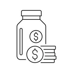 Money jar icon design. saving money jar line icon, outline sign, linear symbol, vector illustration