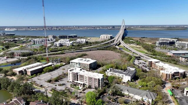 arthur ravenel jr bridge traffic and new development near charleston sc, south carolina