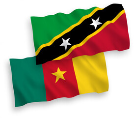 Flags of Federation of Saint Christopher and Nevis and Cameroon on a white background