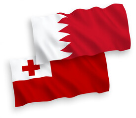 Flags of Kingdom of Tonga and Bahrain on a white background