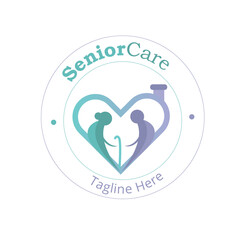 Colorful logo vector illustration for Senior's care. care for old age peoples icon with dummy text on white background.