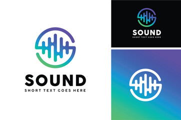 Voice Vibrant Wave Form Digital Sound Wave with Initial Letter S for  Studio Music Record logo design