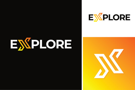 Strong Letter X for eXplore eXport eXtreme eXpert word mark lettering typography logo design
