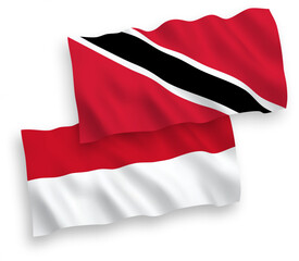 Fototapeta na wymiar Flags of Indonesia and Republic of Trinidad and Tobago on a white background