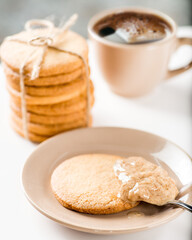Tea party with biscuits and nut paste