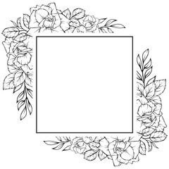Obraz premium rose flower frame outline decoration