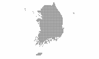 South Korea dotted map with grunge texture in dot style. Abstract vector illustration of a country map with halftone effect for infographic. 