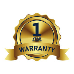 warranty badge element illustration gold color, with premium colors, seals, medals, shields, badges, scrolls, and ornaments