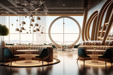 Luxurious Airport VIP Lounge Interior Image. Photo generative AI