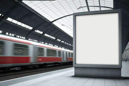 Empty Sign at Train Station. Photo generative AI