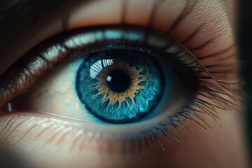 Fototapeta na wymiar Clean and Sharp Close-Up of a Beautiful Blue Human Eye