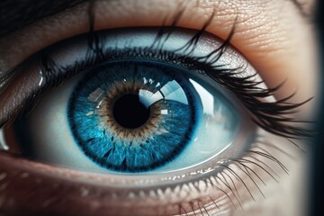 Fototapeta premium Stunning Close-Up of Realistic Blue Eye with Soft Shadows
