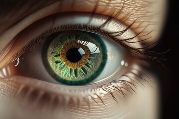 Fototapeta na wymiar Professional Close-Up Shot of a Realistic Green Eye