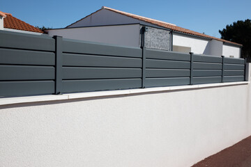 wall design grey fence aluminium modern barrier around the house protect gray view home garden