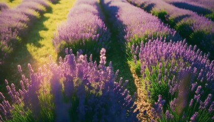 Fototapeta na wymiar Beautiful nature landscape of lavender flowers field, Generative AI