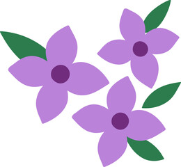 Cute flat spring floral with leaves pattern