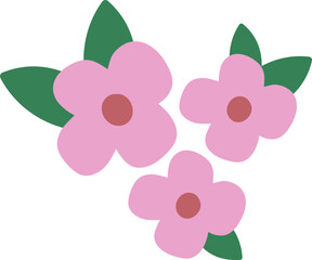 Cute flat spring floral with leaves pattern