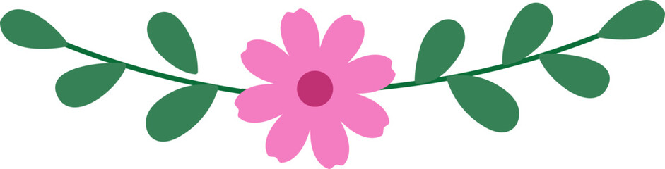 Cute flat spring floral with leaves pattern